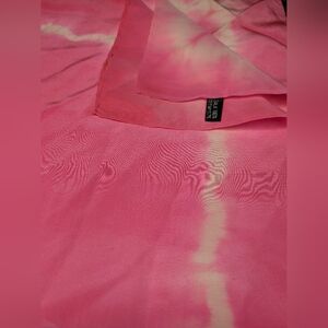 Vintage Cosmos Hot Pink Silk Scarf Tie Dye Mid Century Hippie Festival Square